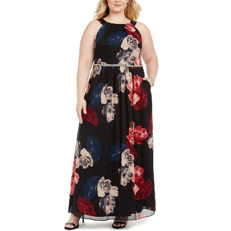 Fresh And Fashionable Sl Fashions Women's Plus Size Printed Bead-Waist Maxi Dress Black Size 18 Fresh And Fashionable Sl Fashions Women's Plus Size Printed Bead-Waist Maxi Dress Black Size 18