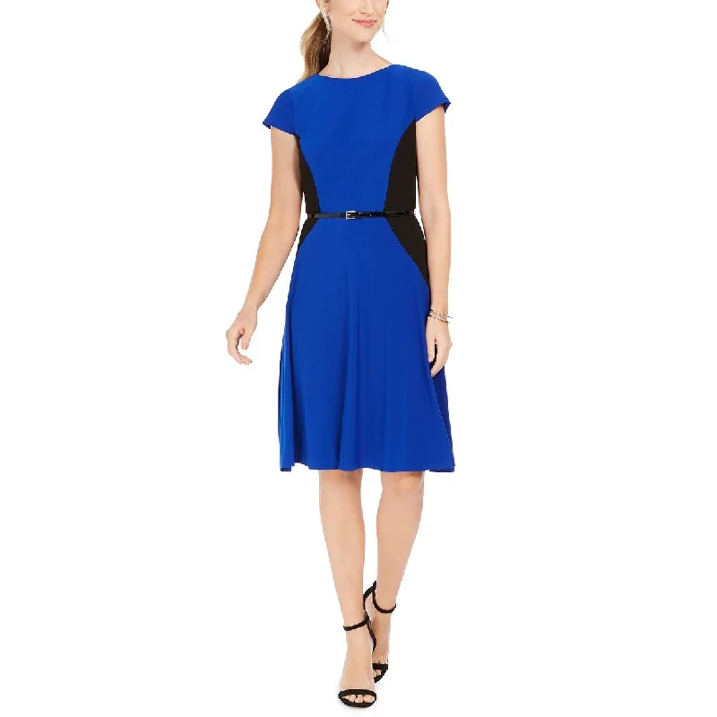 Embroidery Design Jessica Howard Women's Belted Colorblocked Fit & Flare Dress Blue Size 16 Embroidery Design Jessica Howard Women's Belted Colorblocked Fit & Flare Dress Blue Size 16