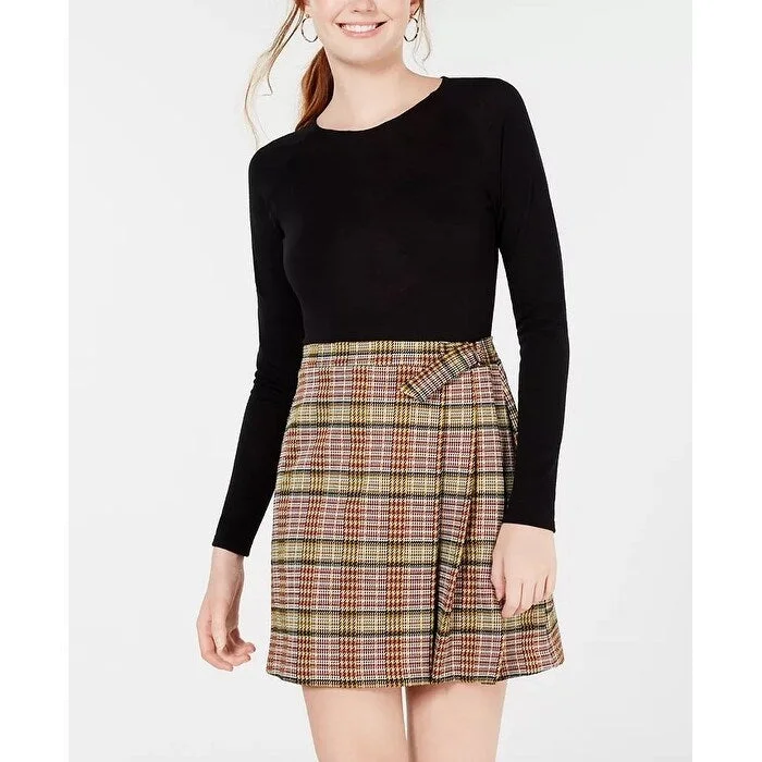 Exquisite Craftsmanship Teeze Me Junior's Knit Top & Plaid Skirt Dress Black Size 5