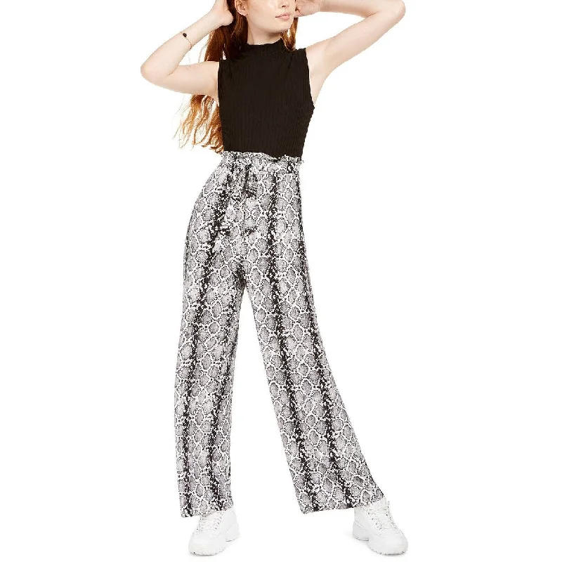 Elegant Wear Common Stitch Juniors' Women's Snake-Embossed Paperbag Jumpsuit Black Size Extra Small Elegant Wear Common Stitch Juniors' Women's Snake-Embossed Paperbag Jumpsuit Black Size Extra Small
