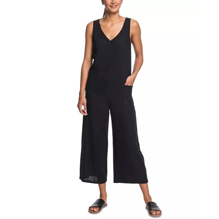Personalized Outfit Roxy Juniors' Solid Jumpsuit Black Dress Size Small
