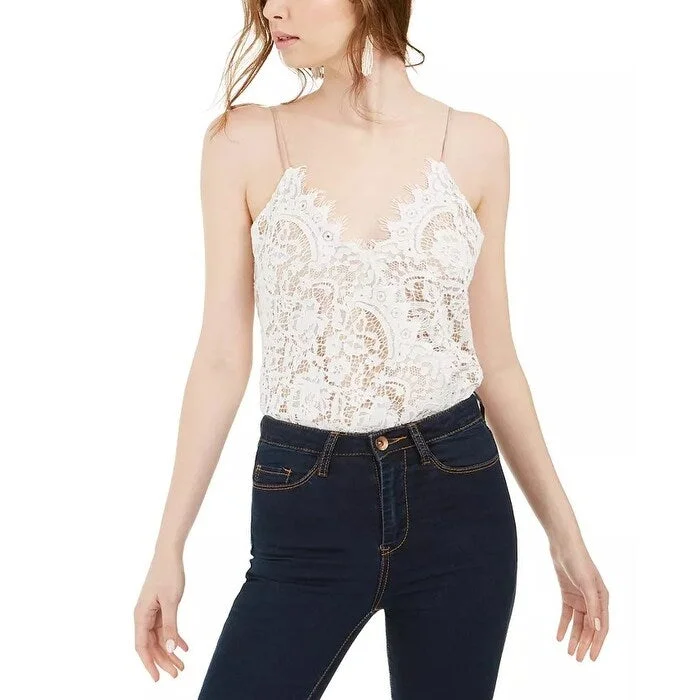 Perfect Tailoring LEYDEN Women's Surplice Lace Bodysuit White Size Large