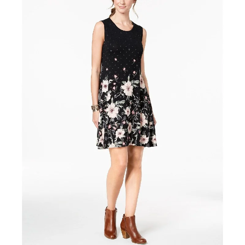 Fashion Must-have Style & Co Women's Petite Printed Swing Dress Black Size Large