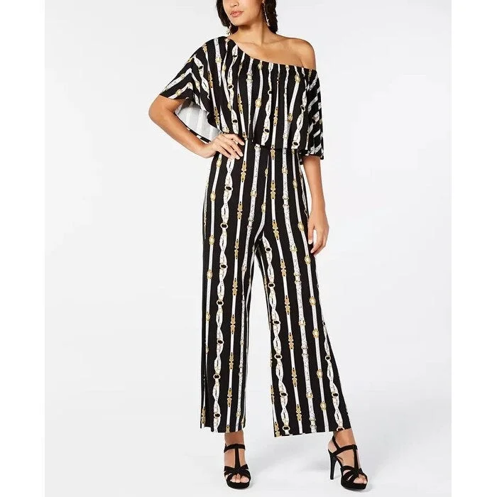 High Street Design Thalia Sodi Women's Printed Triple Threat Jumpsuit Black Size XX-Large