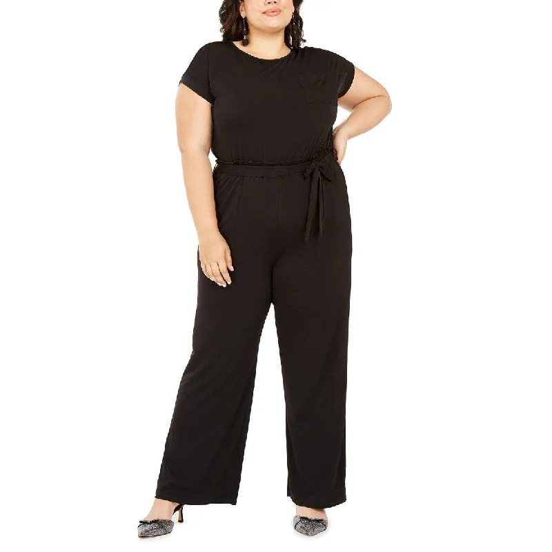 Comfortable Fashion Monteau Trendy Women's Plus Size Belted Paperbag-Waist Jumpsuit Black Size Extra Large Comfortable Fashion Monteau Trendy Women's Plus Size Belted Paperbag-Waist Jumpsuit Black Size Extra Large