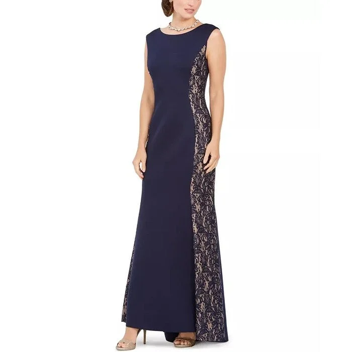 High-end Fashion Jessica Howard Women's Sequined Lace Scuba Mermaid Gown Navy Size 16
