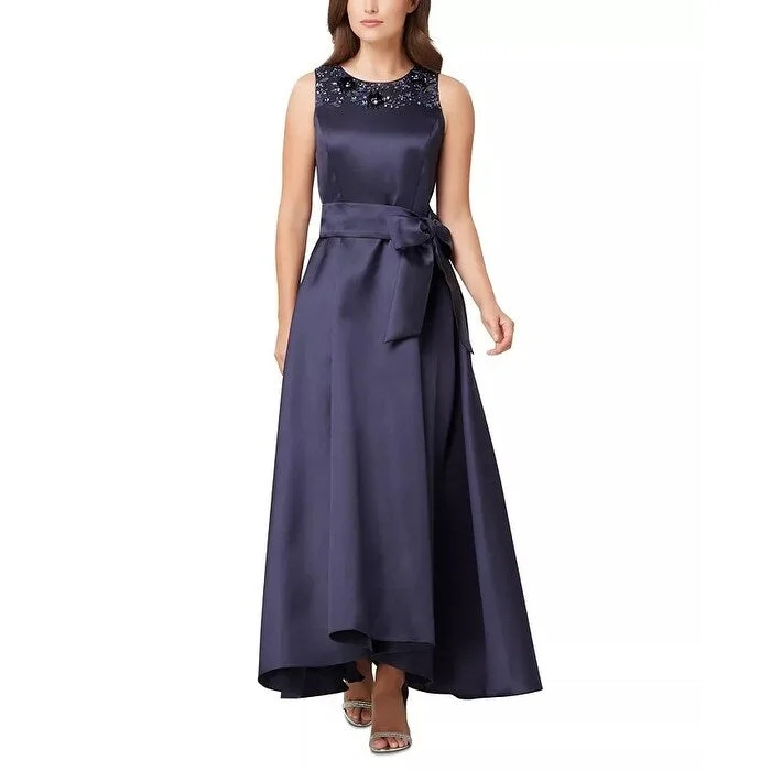 Fashion Touch Tahari Women's Embellished Mikado Gown Navy Size 6