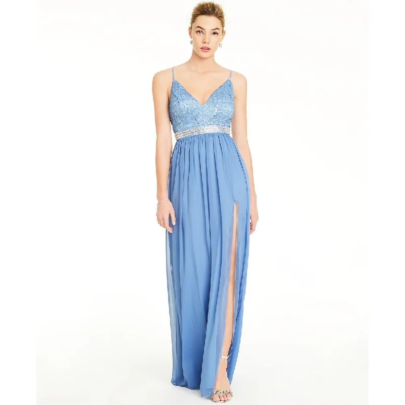 Noble And Elegant Emerald Sundae Juniors' Lace & Chiffon Gown Blue Size 0