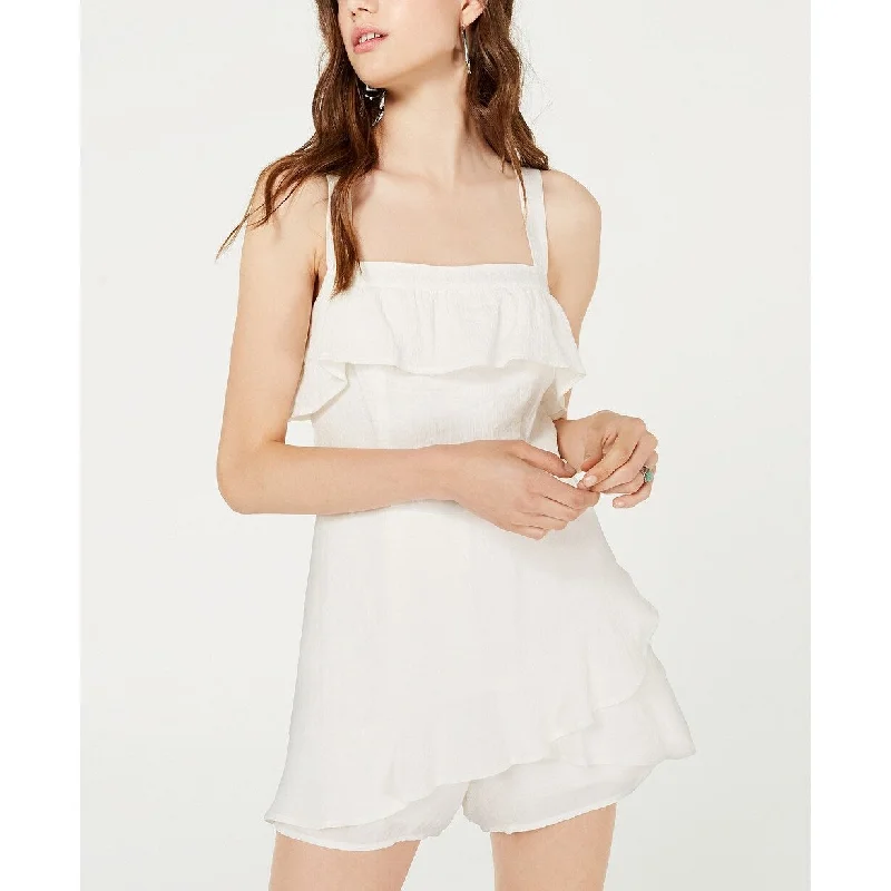Urban Style City Triangles Women's Sleeveless Square Neck Romper White Size 3