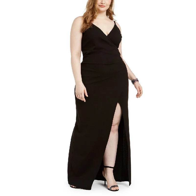 Fashion Innovation Emerald Sundae Women's Trendy Plus Size Juniors' Wrap Gown Black Size Extra Large Fashion Innovation Emerald Sundae Women's Trendy Plus Size Juniors' Wrap Gown Black Size Extra Large
