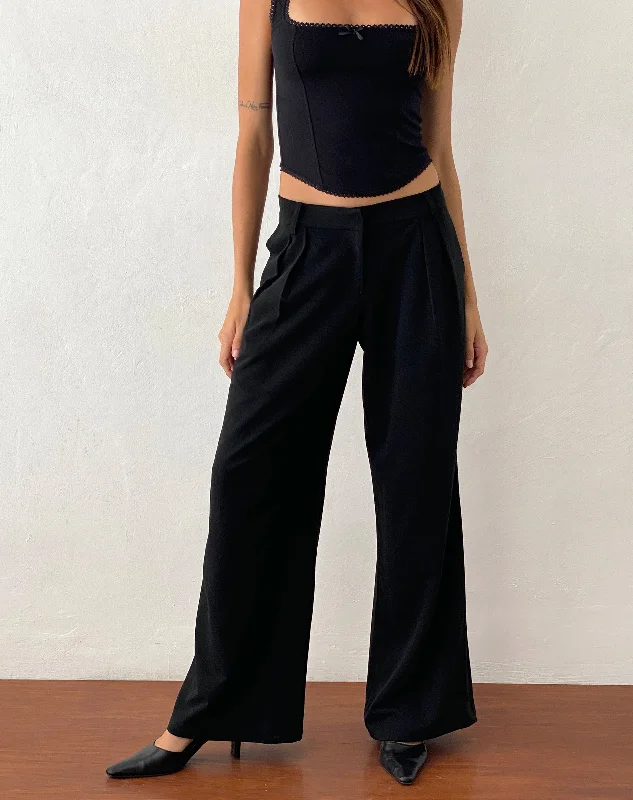 Personality Publicity Nailaka Low Rise Wide Leg Tailored Trouser in Black