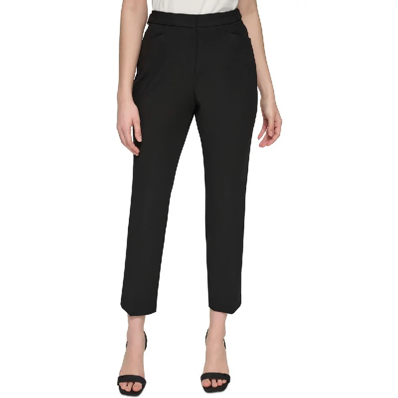 Stand-up collar design Calvin Klein Womens Mid-Rise Solid Ankle Pants