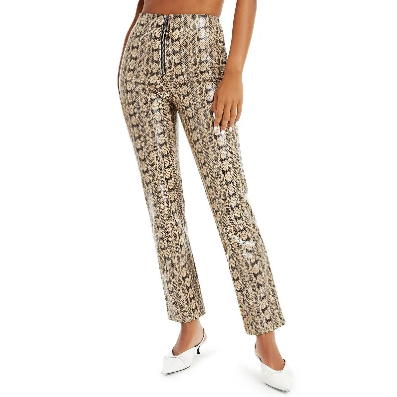 Classic Retro Danielle Bernstein Womens Animal Print Straight Leg Straight Leg Pants