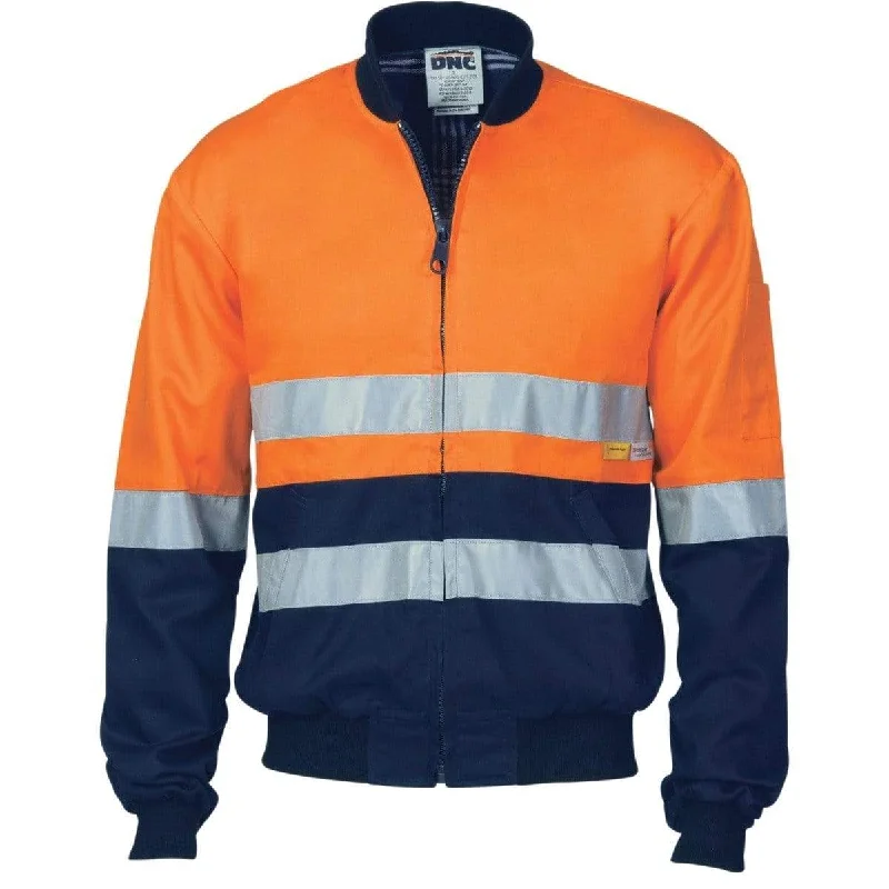 Casual Comfort Dnc Workwear Hi-vis Two-tone D/n Cotton Bomber Jacket With 3m Reflective Tape - 3758