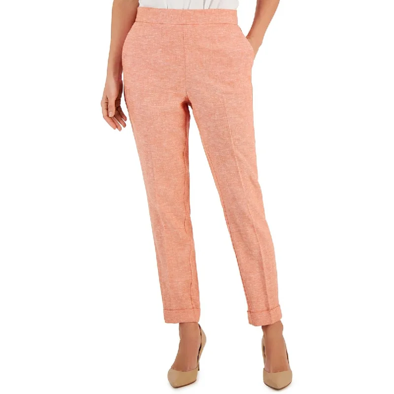 Sports Casual Style Kasper Womens Linen Blend Mid-Rise Straight Leg Pants