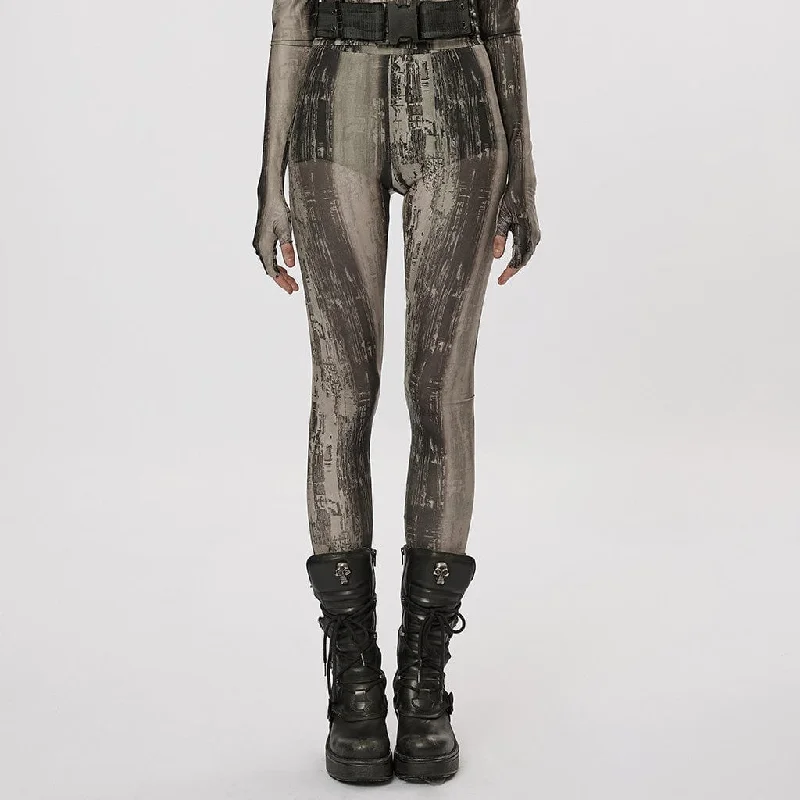 Street Style Women's Grunge Tie-dyed Mesh Leggings