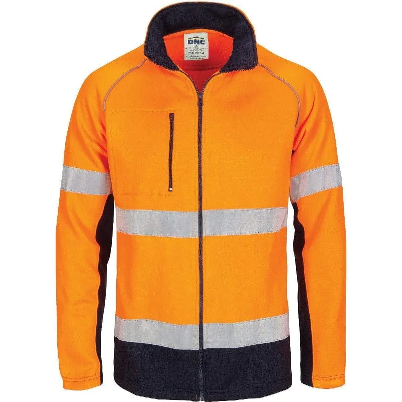 Street Fashion Style Dnc Workwear Hi-vis 2 Tone Full Zip Fleecy Sweatshirt Csr R/tape - 3726