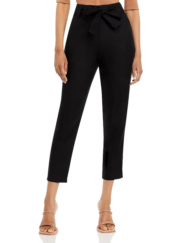 Street Sports Shoes Womens Linen High Rise Straight Leg Pants