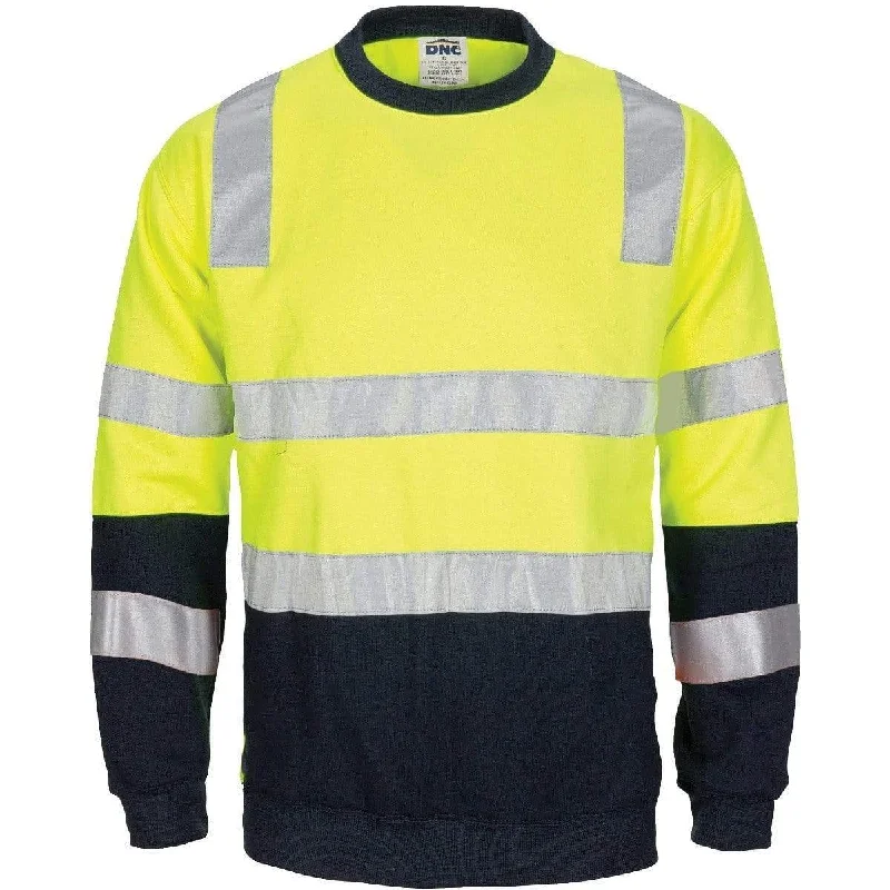 Street Casual Style Dnc Workwear Hi-vis 2 Tone, Crew-neck Fleecy Sweatshirt - 3723