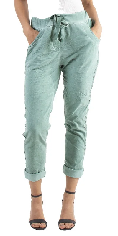 Renaissance Style Lake Green Italian One Size Pant w/ Silver Stud Side Seam