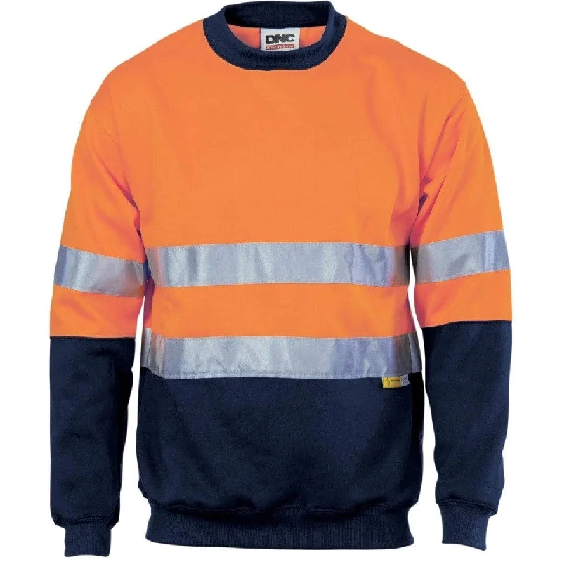 Sports Zipper Style Dnc Workwear Hi-vis Two-tone Fleecy Crew-neck Sweatshirt (Sloppy Joe) With 3m R/tape - 3824 Sports Zipper Style Dnc Workwear Hi-vis Two-tone Fleecy Crew-neck Sweatshirt (Sloppy Joe) With 3m R/tape - 3824