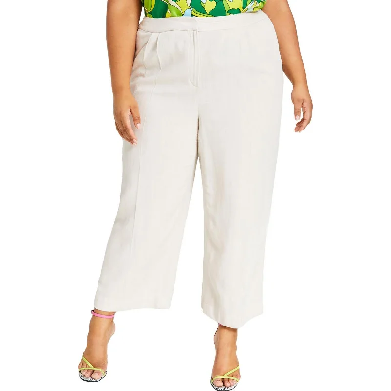Classic Style Bar III Womens Plus Textured Pockets Wide Leg Pants