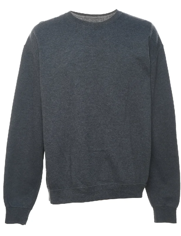 Free and comfortable Dark Grey Plain Sweatshirt - L