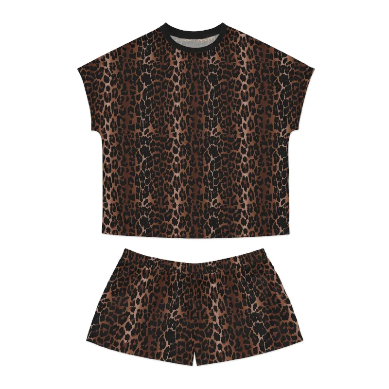 Cute Design TGIF Sleepover PJs in OG Leopard Tee & Pajama Shorts-Set | Pinup Couture Relaxed