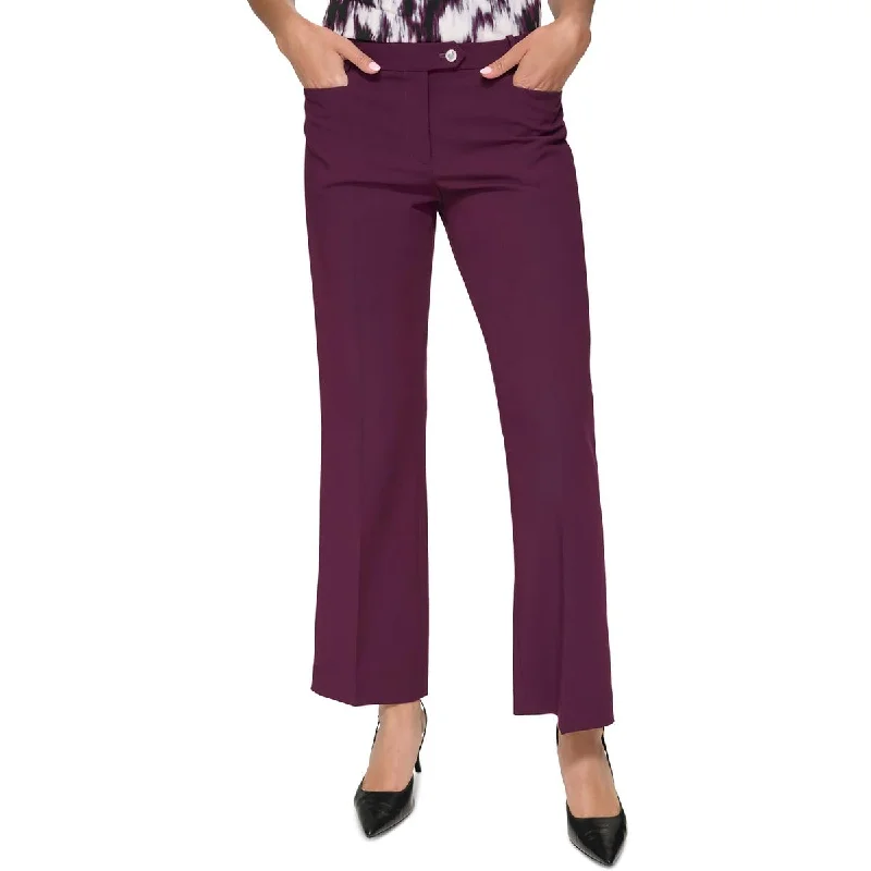 Street Style Calvin Klein Womens Petites Mid-Rise Solid Straight Leg Pants