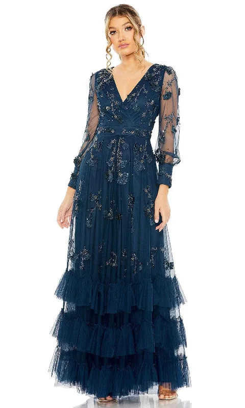 Fashionable In The Times Mac Duggal 9256 - Long Sleeve Full Back Prom Gown