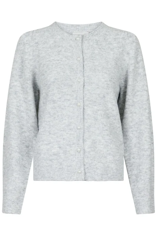 Street Casual Style Neo Noir - Nuna Knit Cardigan - Light Grey Melange