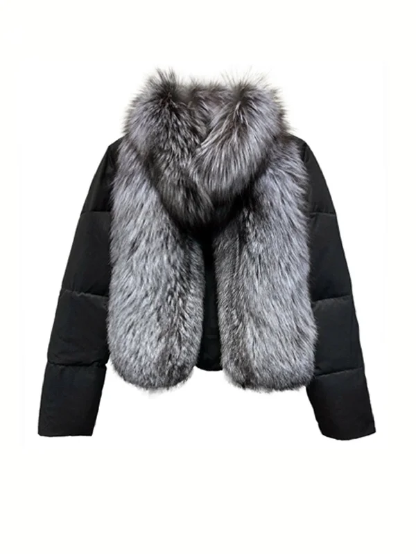 Personal Design Puffer Coat With Fox Fur Collar