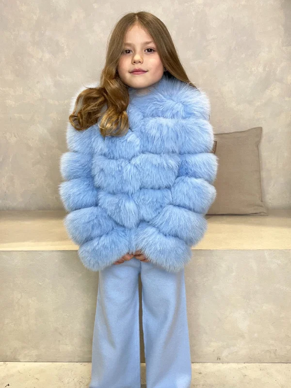 Age-reducing Style Childrens Baby Blue Luxury Fur Coat
