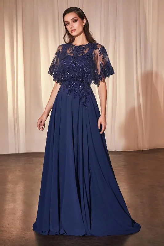 High Street Fashion Chiffon Scoop Neckline A-Line Gown by Cinderella Divine CDS503 - Special Occasion/Curves High Street Fashion Chiffon Scoop Neckline A-Line Gown by Cinderella Divine CDS503 - Special Occasion/Curves