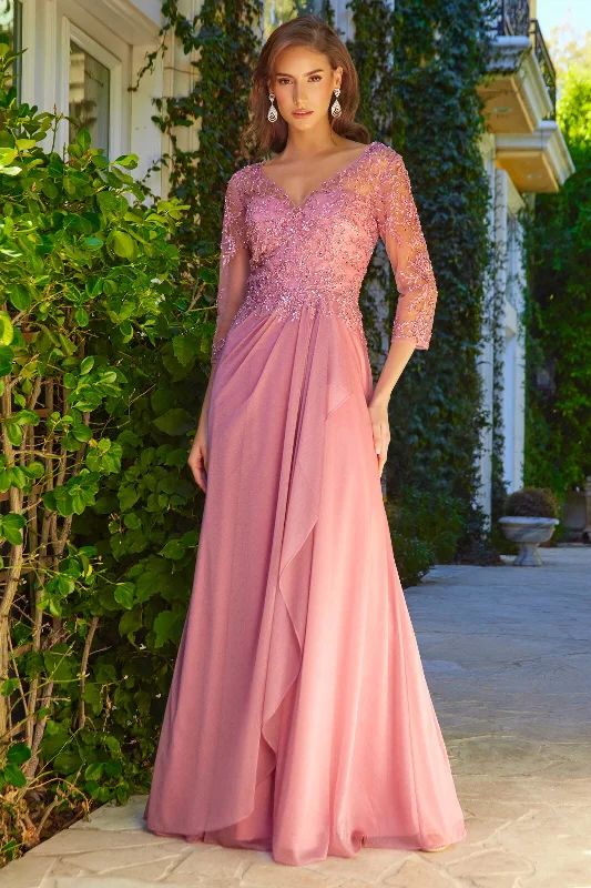 Fashion Must-have Embellished 3/4 Sleeve A-Line Women Formal Dress by Elizabeth K - GL3574 - Special Occasion/Curves