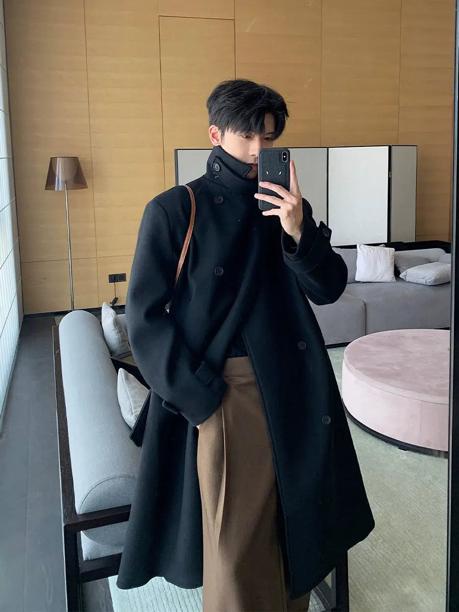 Casual Chic Double-Breasted Woolen Coat
