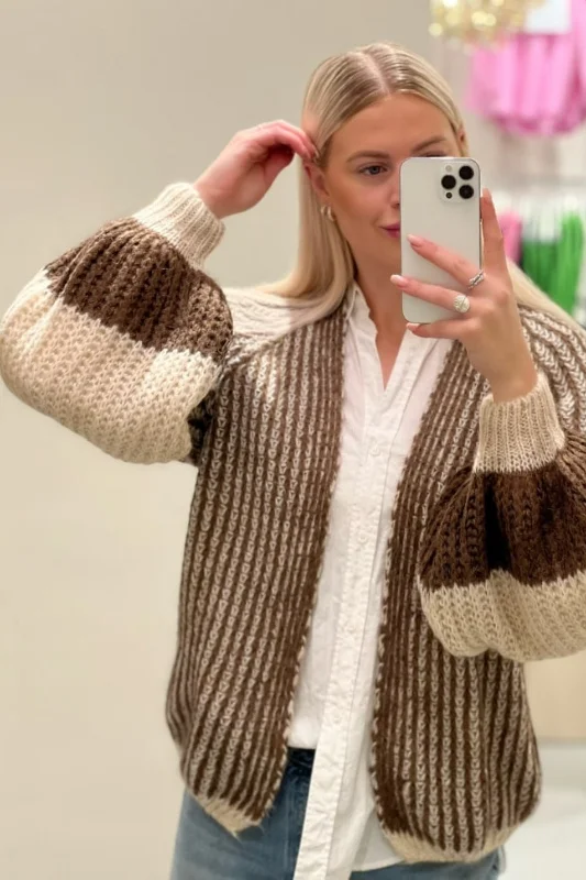 Luxury Temperament Noella - Liana Knit Cardigan - Beige Brown