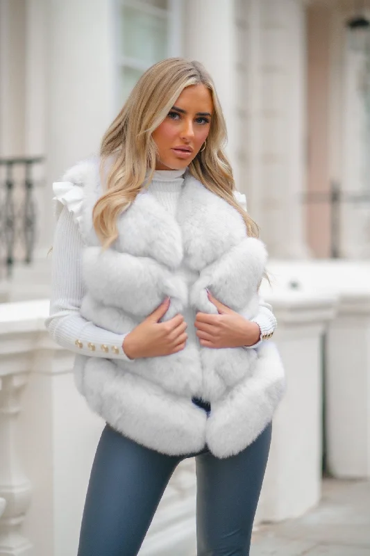 Personalized Wear Off White Luxury Fur 4 Row Gilet