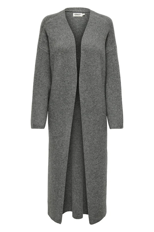 Sports Comfort Style Only - Onlalpha Ls Maxi Cardigan Knt - 4572670 Medium Grey Melange