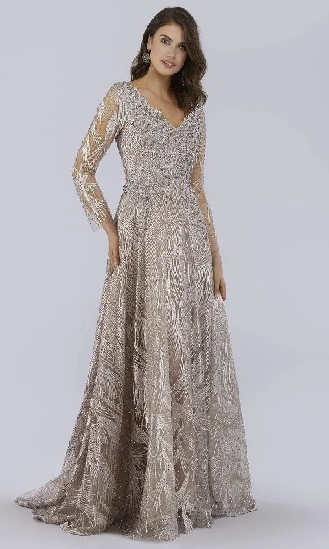 Fashionable And Fashionable Lara Dresses - 29753 V Neck Long Sleeves Beaded Embroidered Gown Fashionable And Fashionable Lara Dresses - 29753 V Neck Long Sleeves Beaded Embroidered Gown