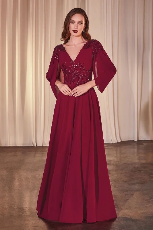 End Of The Year Embellished V-Neckline A-Line Gown by Cinderella Divine CDS508 - Special Occasion/Curves End Of The Year Embellished V-Neckline A-Line Gown by Cinderella Divine CDS508 - Special Occasion/Curves