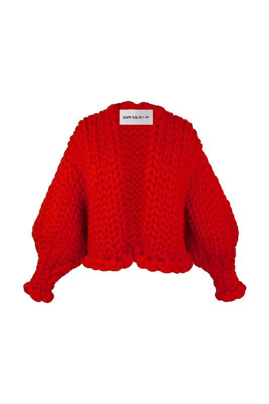 Soft Style Red Colossal Knit Cardigan