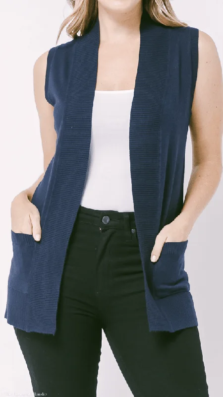 Urban Chic Claire Sleeveless Open Front Cardigan (3 Colorways)