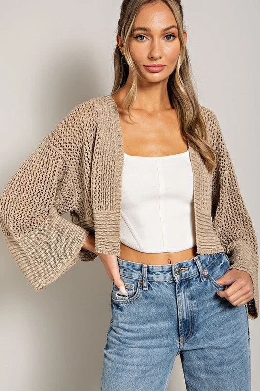 Comfortable down Eyelet Knit Cardigan