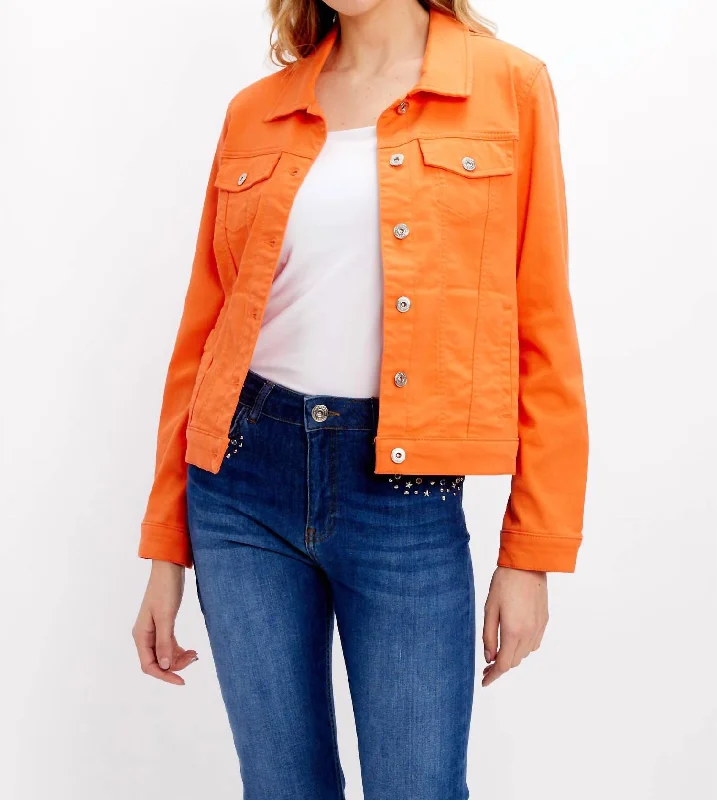 High-end Design Casual Everyday Buttoned Jacket In Orange