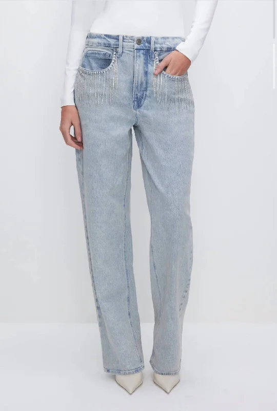 Simple research 90S Diamond Fringe Jeans In Indigo