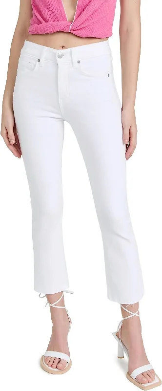 Extra long version Carly Kick Flare Raw Hem Jeans In White
