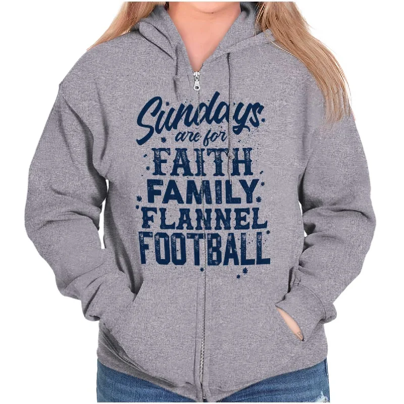 Personalized Clothing Faith Family Football Zip Hoodie