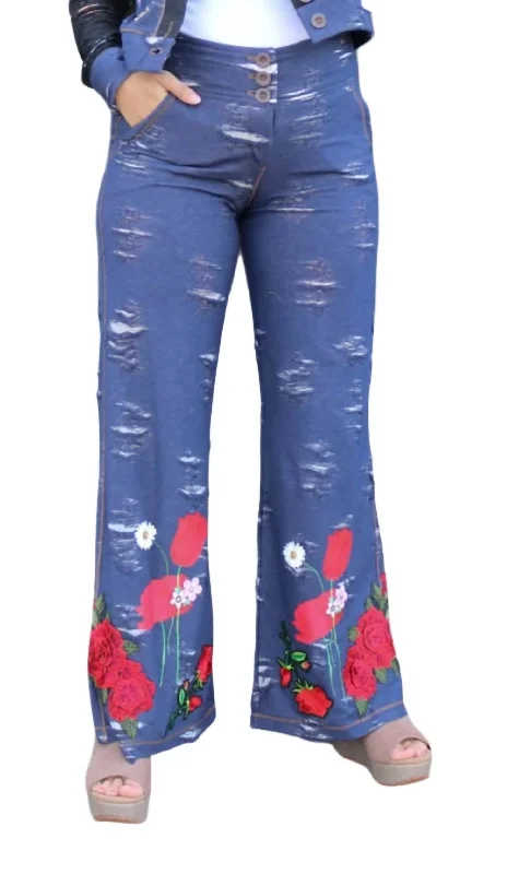 Moisture wicking Falling For Floral Bottoms In Dark Wash