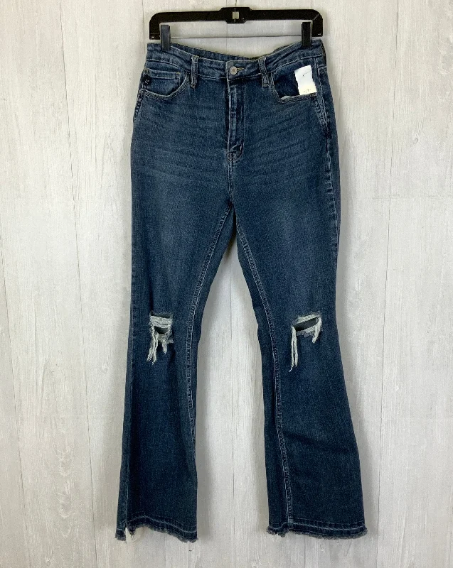 Stand-up collar design Jeans Boot Cut By Kancan In Blue Denim, Size: 12